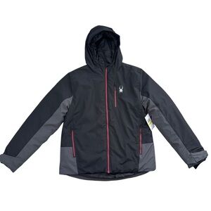 Men’s SPYDER gray, black and red City-to-Slope Ski Jacket medium